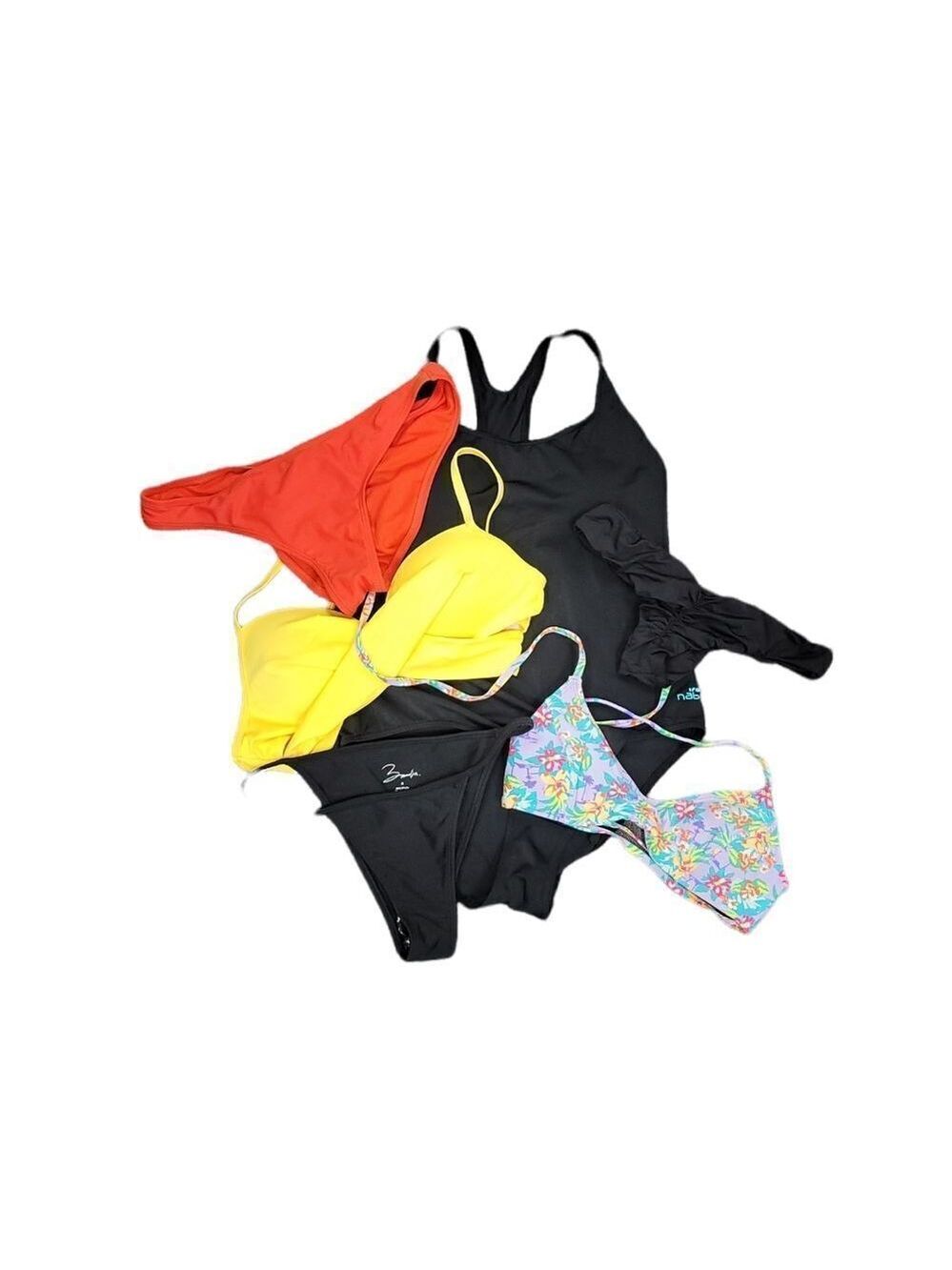 6 pieces swim tops ,bottoms and one piece size Medium